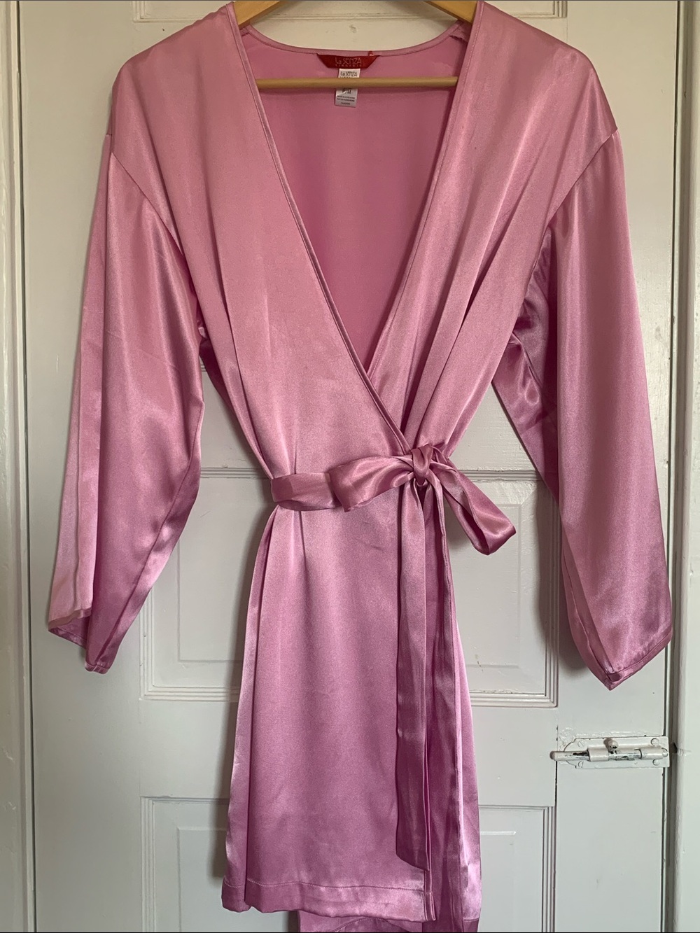 La SENZA Lavender Pink Satin Wrap Robe S/M